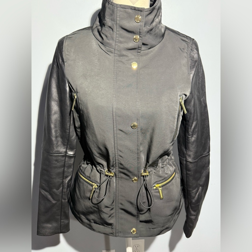 Michael Kors Black Utility Jacket with Gold‎ Details